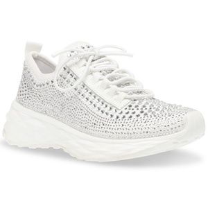 Steve Madden | ‘Cease’ White Rhinestone Sneakers